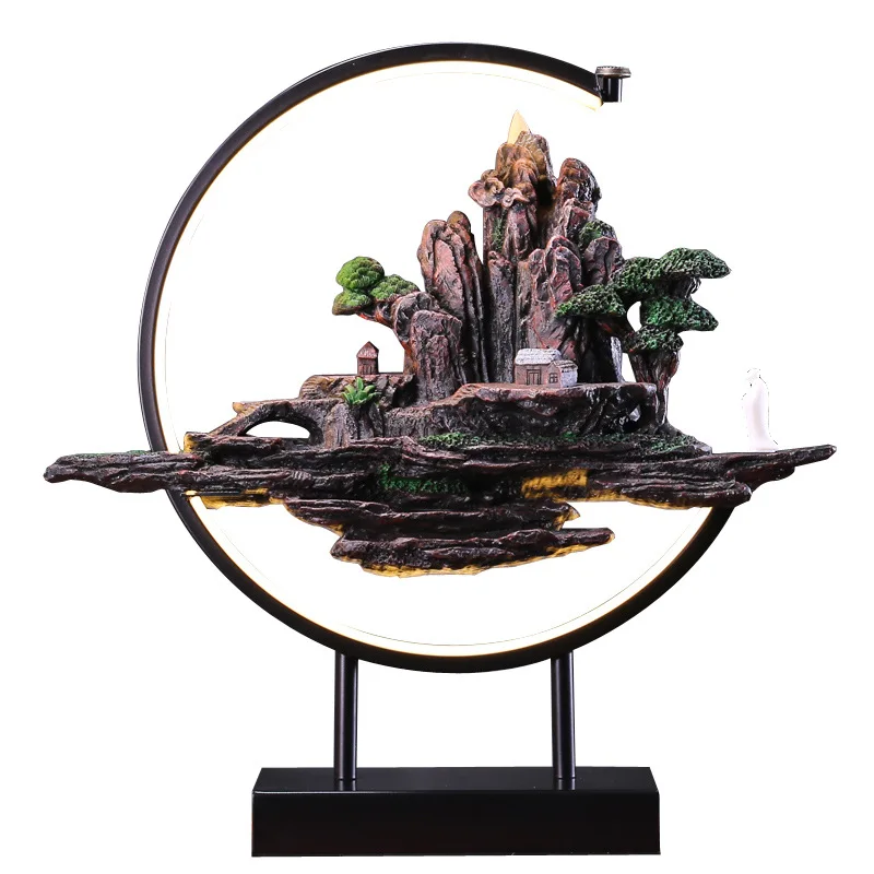 Creative Backflow Incense  with Mountain Tree Home Decoration Aromatherapy Ornament Table Lamp