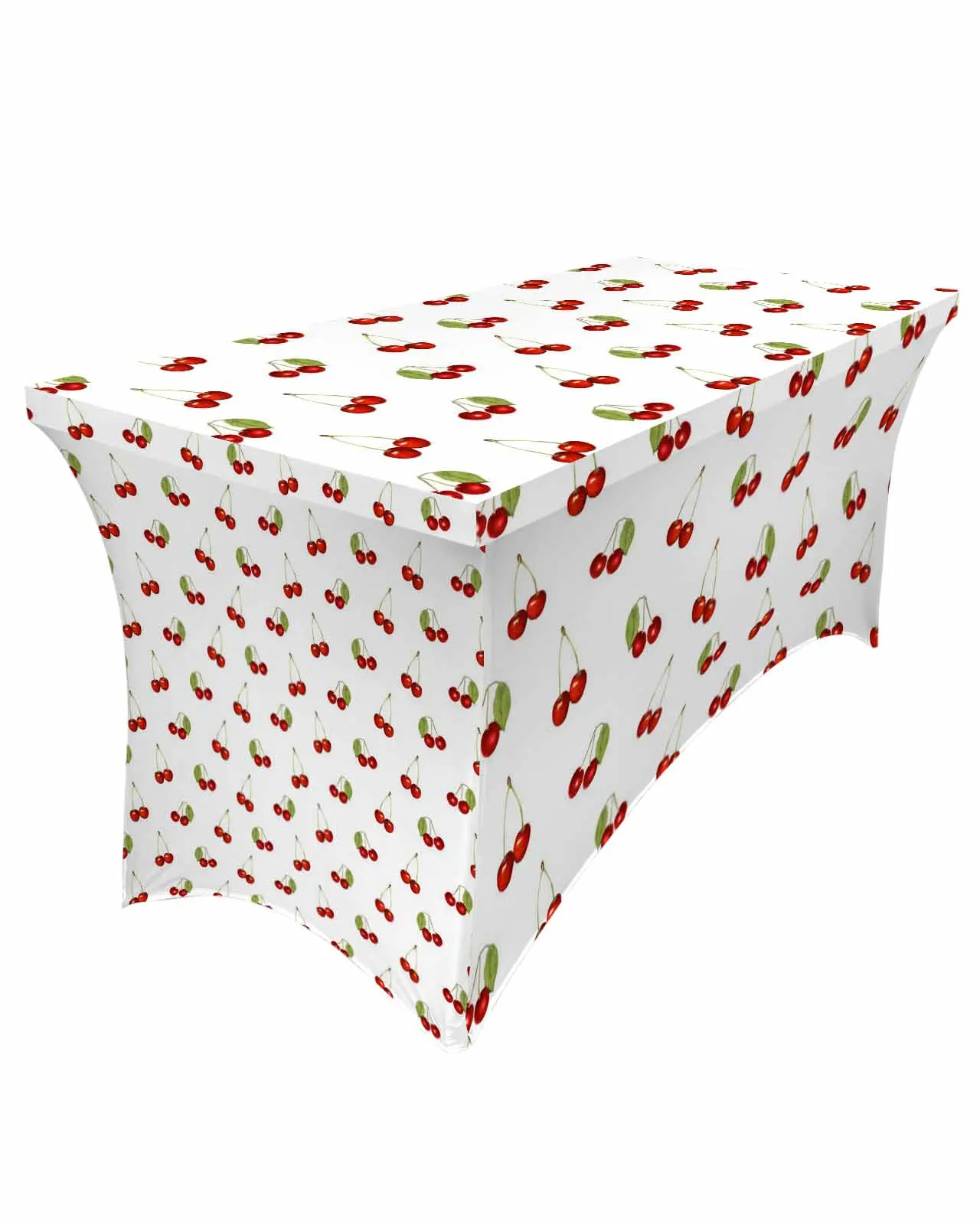 Cherry Fruit Retro Rectangular Elastic Table Skirt Wedding Hotel Table Cover Holiday Dining Table Tablecloth