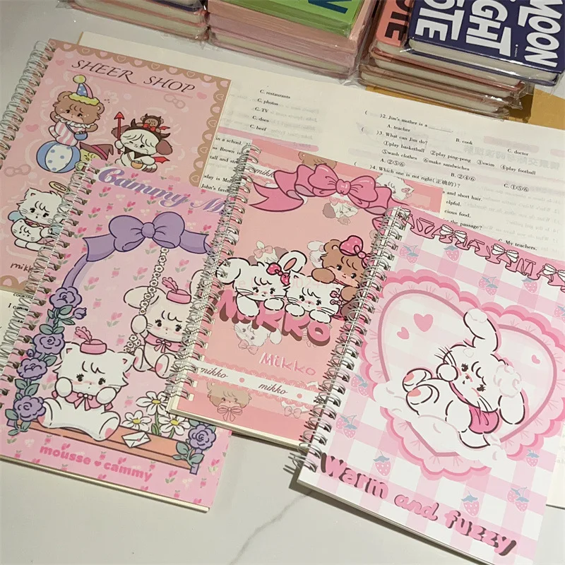 4pcs Mikko A5 Coil Notebook Cartoon Cute Student Notebook Notepad Student Study Stationery Kids Gift