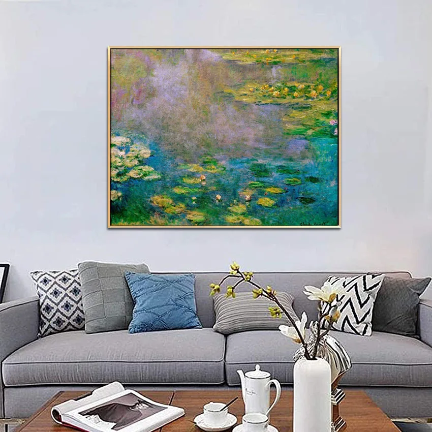 

Handmade high quality reproduction of Water Lilies by claude monet landscape Flower oil painting on canvas Home decor luxury