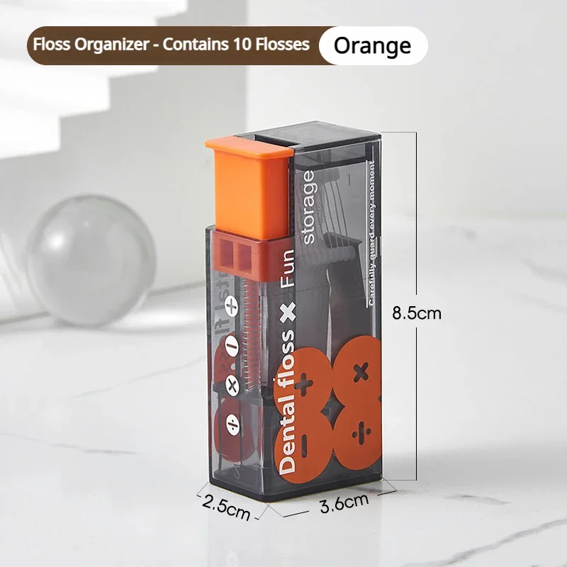 Mini Floss Box with Automatic Pop-up Toothpick Holder Portable Box Flossing Floss Stick Organizer Toothpick Dispenser Holder
