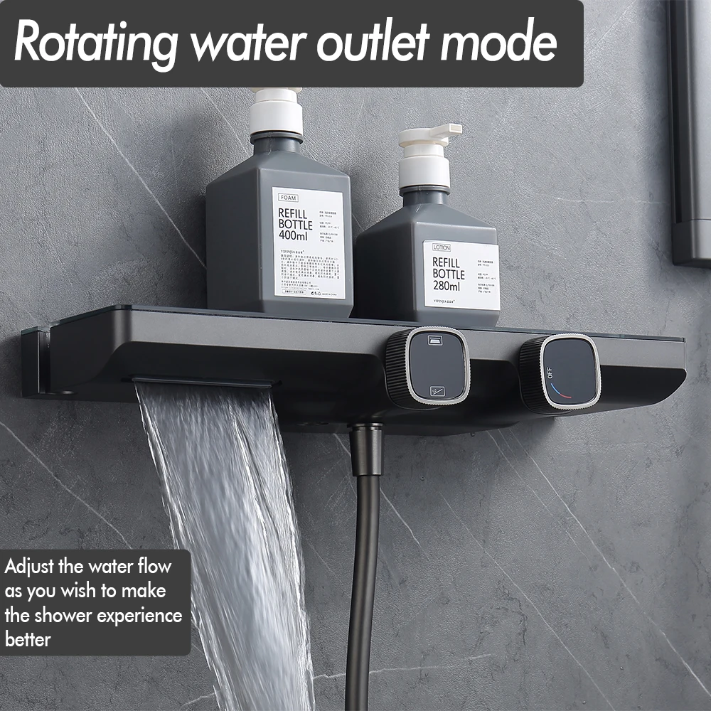 Gunmetal doccia rubinetto braccio ascensore quadrato palmare doccia mensola del bagno 2 funzioni miscelatore a cascata rubinetto del bagno caldo e