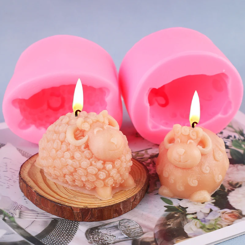 귀여운 양 모양 향초 소이 왁스 장식 모양 양초 석고 몰드 장식 DIY