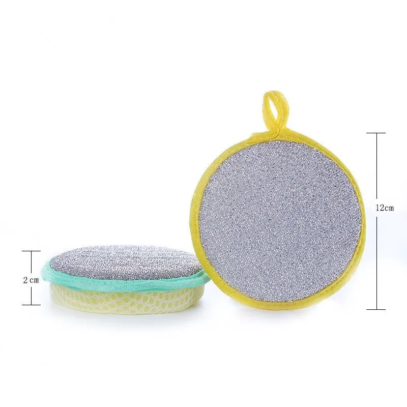 3PCS Double Side Dishwashing Sponge Dish Washing Brush Pan Pot Dish Wash Sponges Household Cleaning Reusable Kitchen Tools