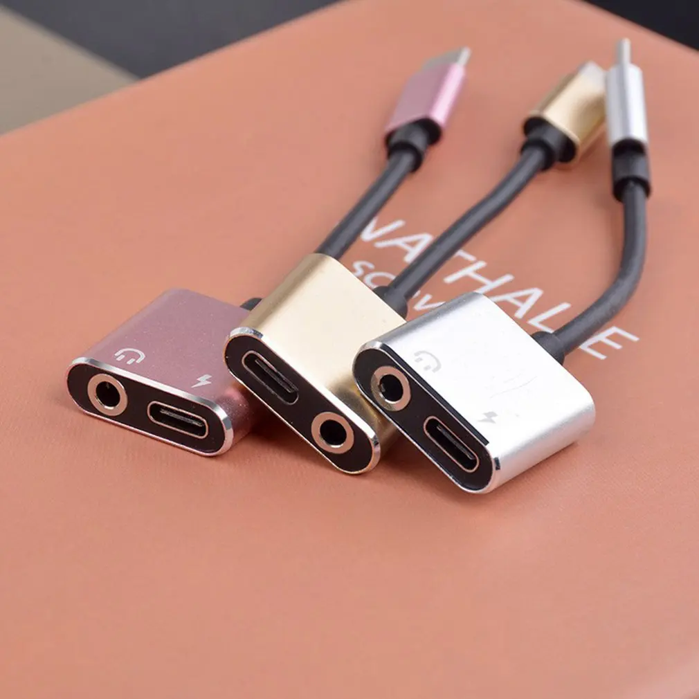 Adaptador de enchufe 2 en 1 USB tipo C a 3,5mm, adaptador de carga tipo C a 3,5mm, divisor de Audio 2 en 1