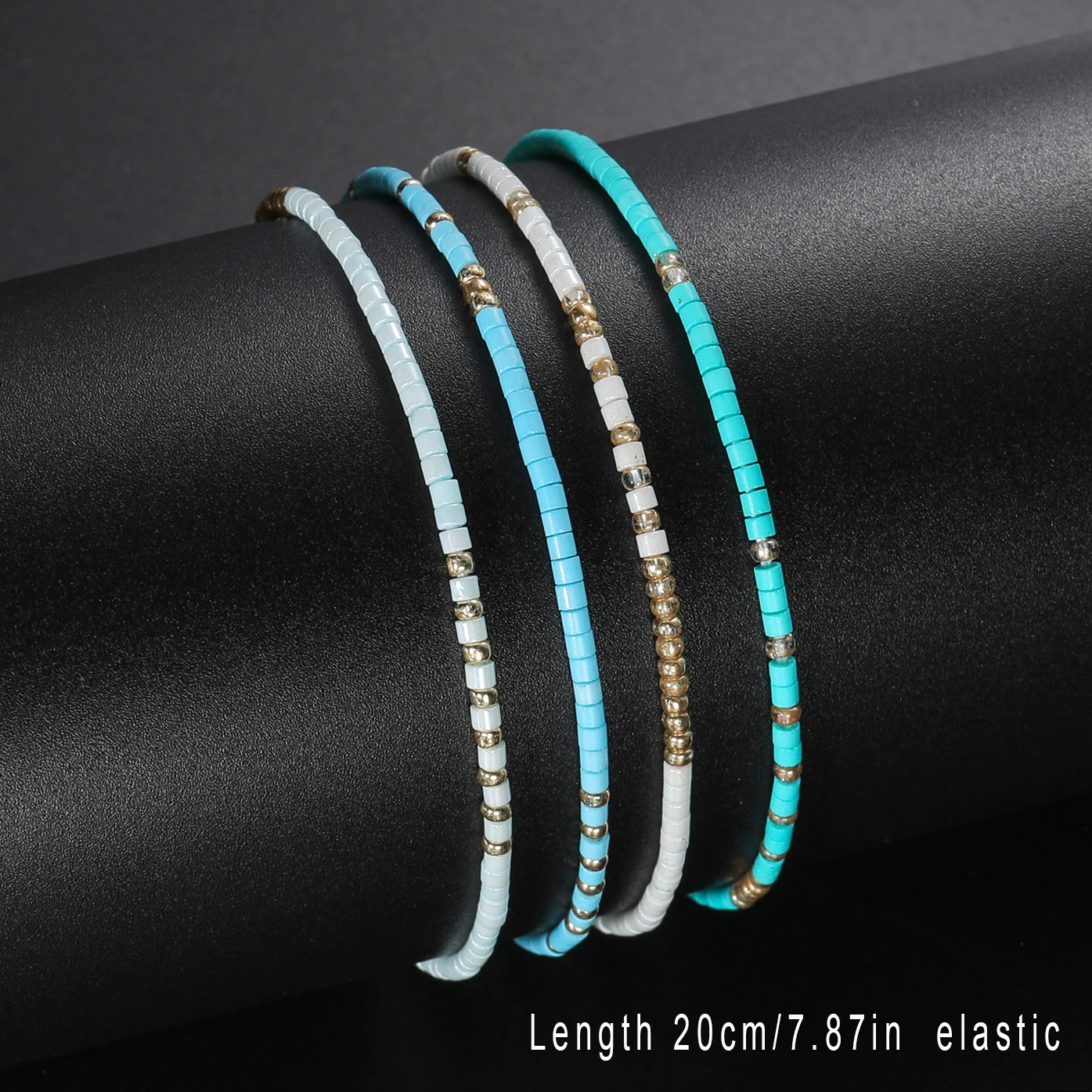 MeMolissa 4pcs/set Boho Small Beaded Bracelet for Women Colorful Beads Charm Bracelet Set Vacation Beach Jewelry Gift