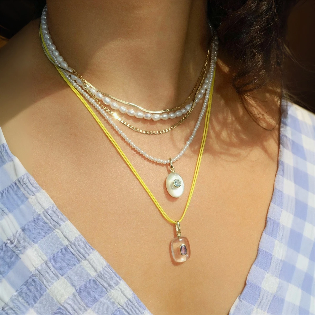 ديسمبر عيد ميلاد الحجر قلادة DIY مربع قلادة نازف النفط مع زركونيا الذهب تصفيح اللون الحفاظ على #2