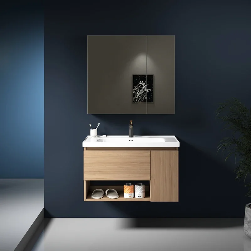 Armoire à Miroir Murale Moderne en Contreplaqué, Ensemble d'Évier pour Hôtel et Appartement