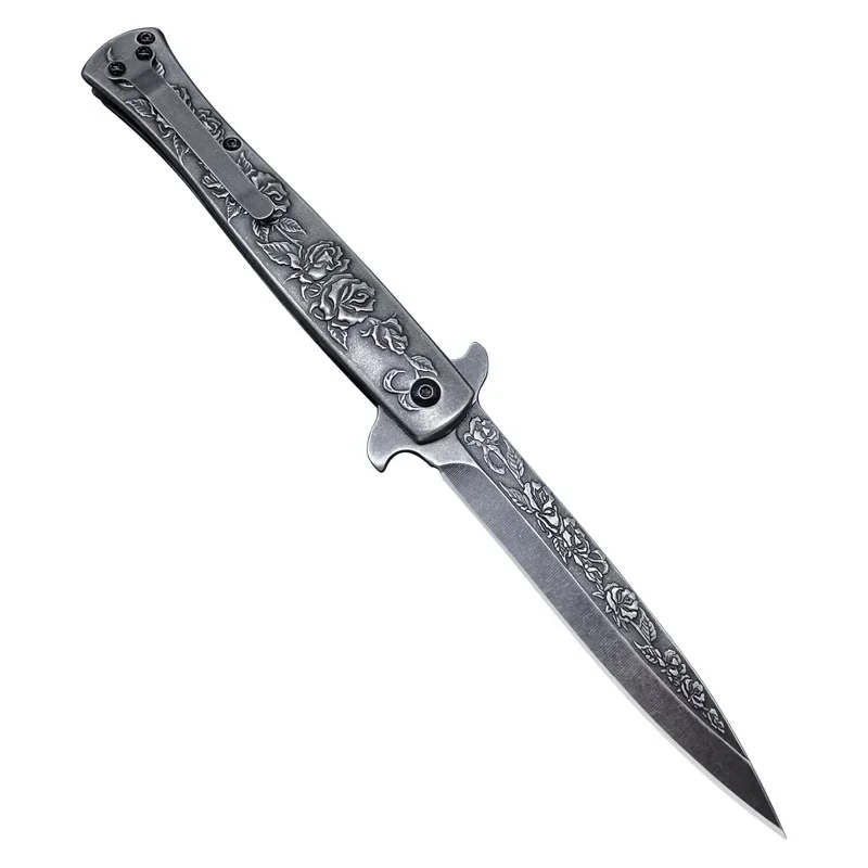 Creative Embossed Knife High Hardness Survival Camping Hunting Fishing Knife Mini Forged Engraved Handle