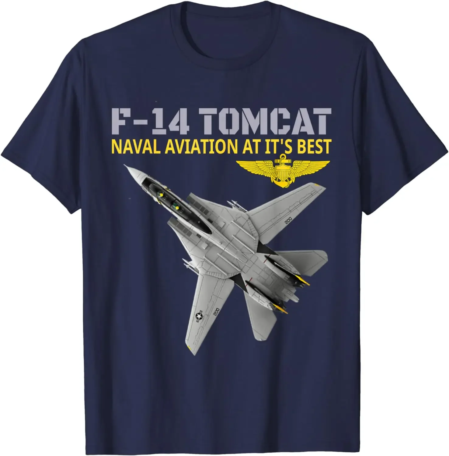 Naval Aviation F-14 Tomcat Strike Fighter T-Shirt 100% Cotton O-Neck Summer Short Sleeve Casual Mens T-shirt Size S-3XL