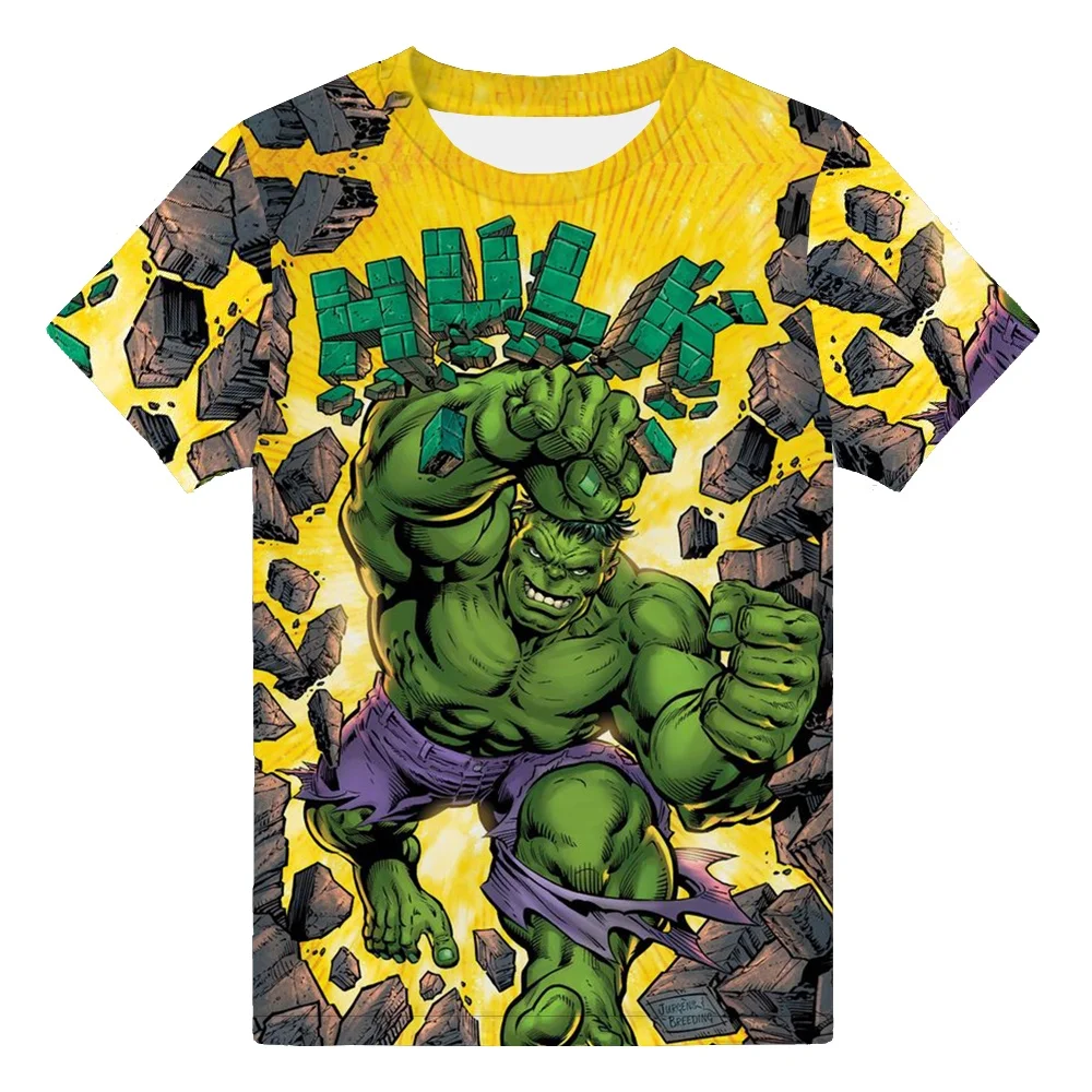 Cool Boys Summer Short Sleeve T-shirt 2023 Newest Green Hulk 3D Print Teenager Clothes