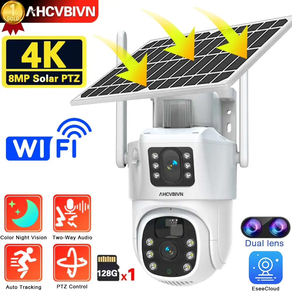 

8MP 4K WiFi Solar Camera Outdoor Wireless Surveillance Camera With Solar Panel Dual Lens PTZ Security Protection Home IP Camera