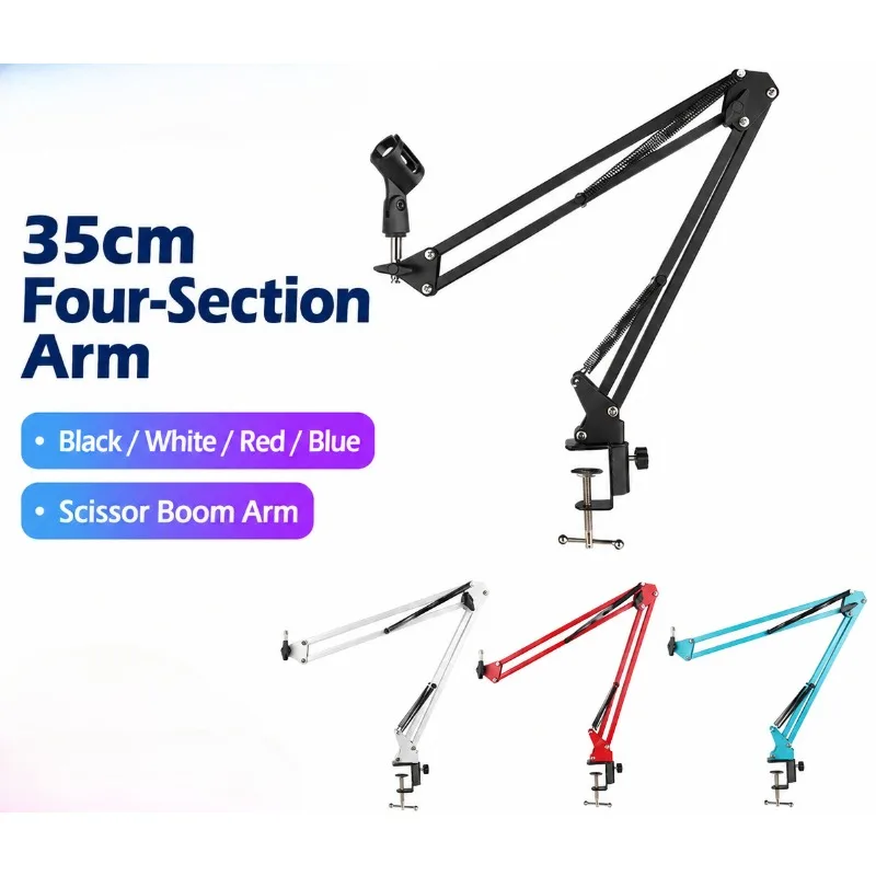 Universal Foldable Telescopic Microphone Stand NB35 Boom Arm Desktop Mic Holder, Adjustable Suspension Scissor Arm Bracket