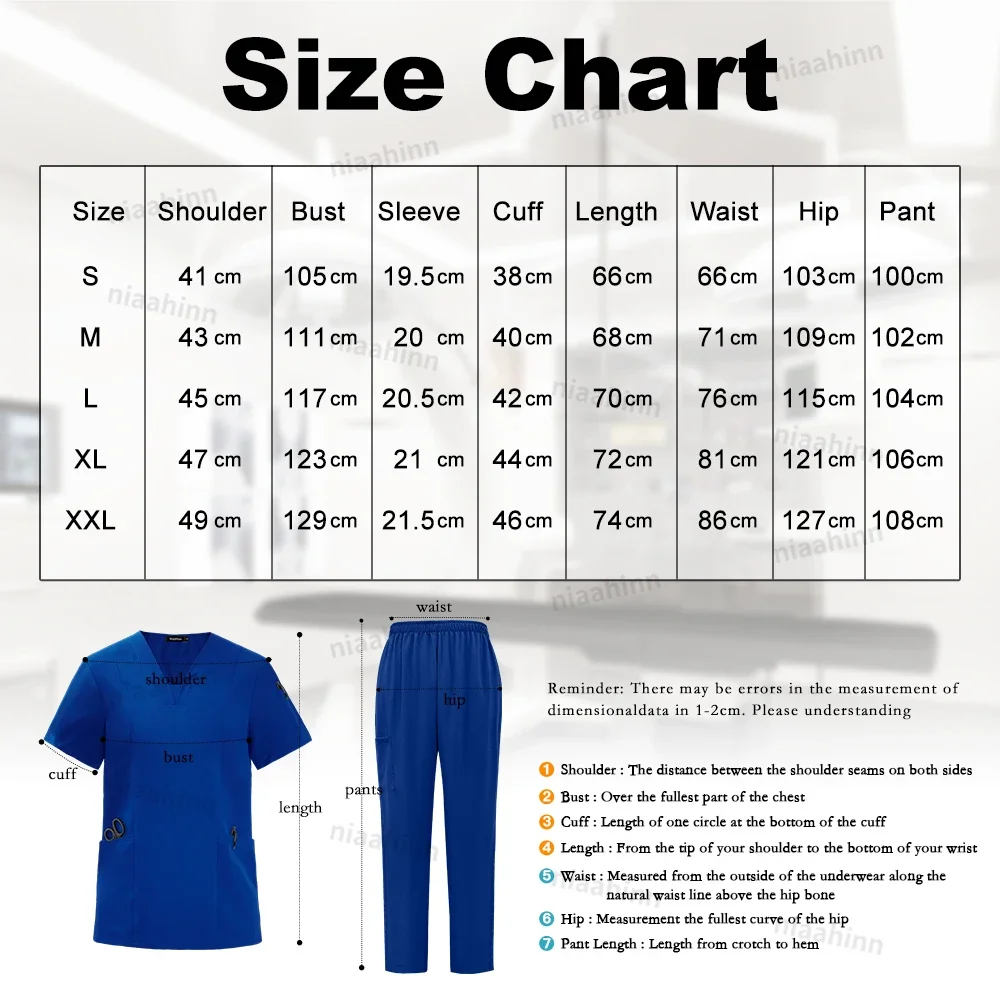 Customized LOGO Medical Uniforms Clinical Tops Nursing Clothes Lab Coat Beauty Costume Nurse Scrubs Set Doctor Dentist Work Wear