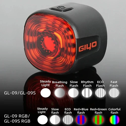Imagen 2 del producto Luz trasera de freno inteligente para bicicleta de montaña/carretera, lámpara trasera LED impermeable IPX6 con detección automática y luz RGB