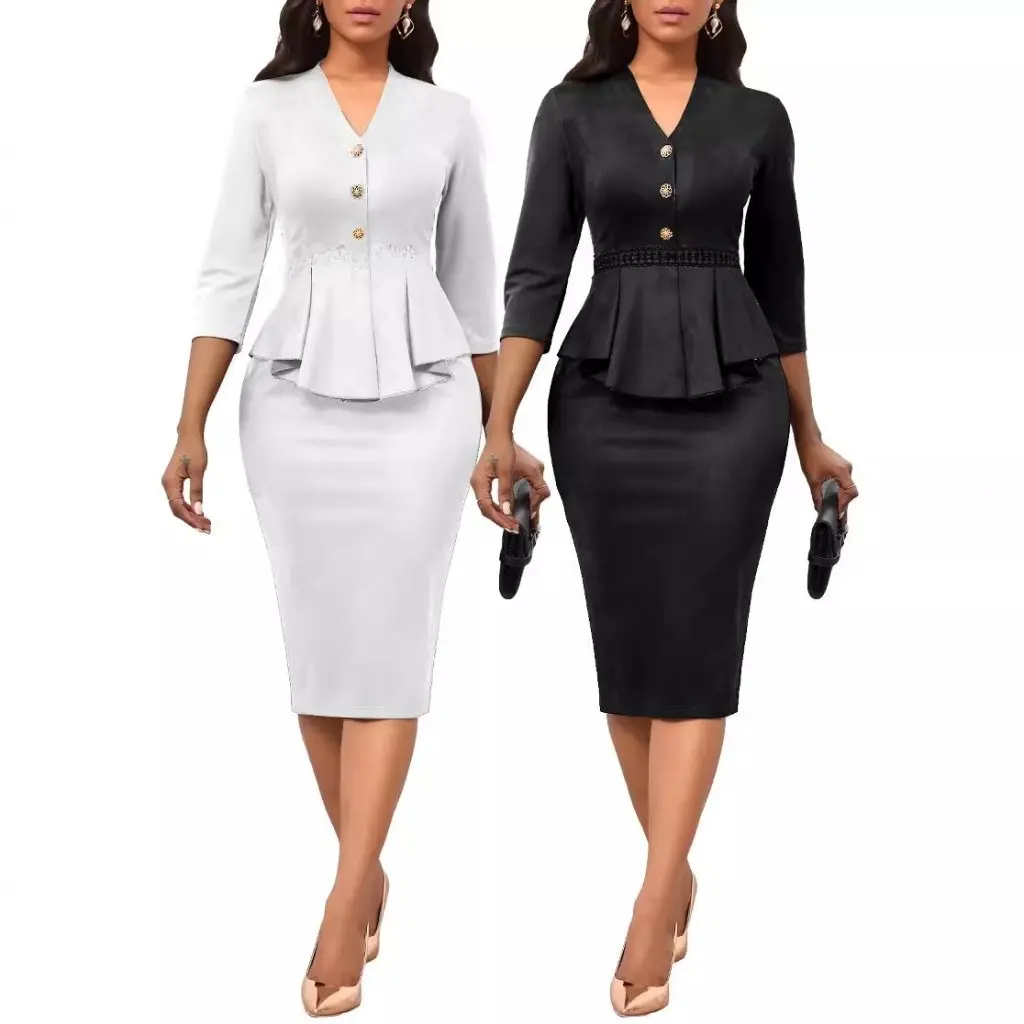 

Женское сексуальное модное однотонное платье с длинным рукавом и белым воротником SMR12228 в европейском и американском стиле