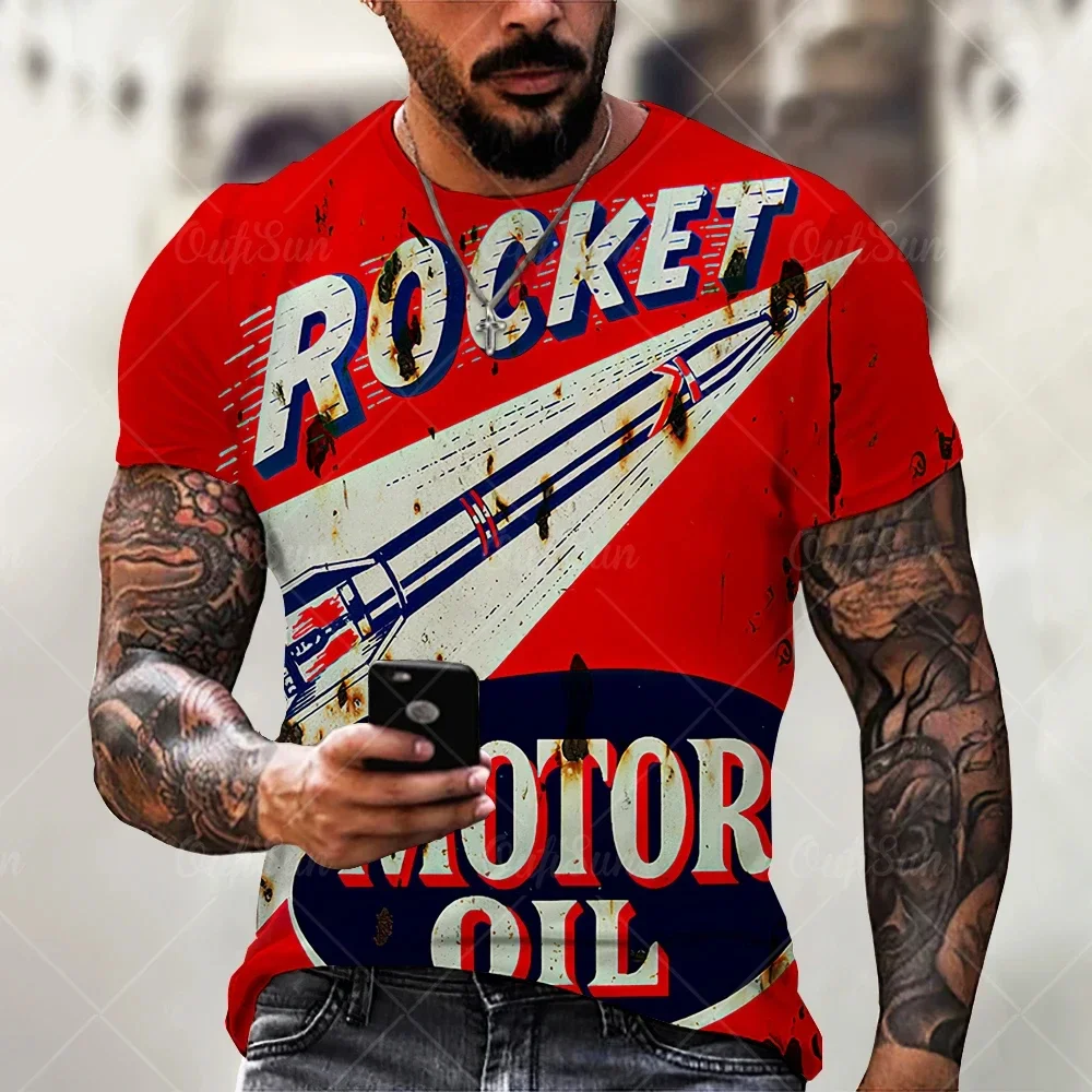 3D-T-Shirts für Herren, Vintage-Öl-T-Shirt, Street-Fashion, Castrol-Print, kurzärmelig, locker geschnitten, Oversize-Motorrad-T-Shirt, Oberteile, T-Shirts – Detail 15