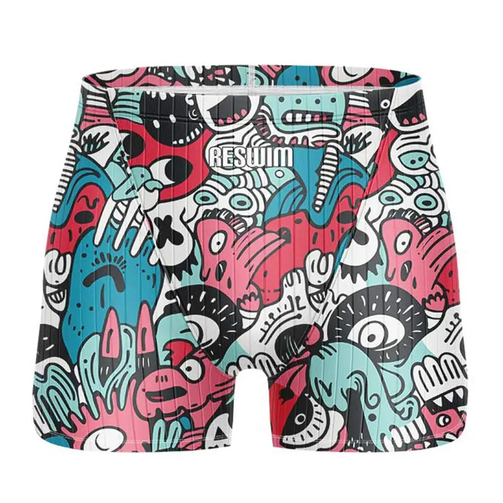 

Cartoon Athletic Training Swimsuit Swim Shorts Jammer Men's Swimming Trunks Beach Tights Pants Quick Dry Surf Swimwear Swim Suit