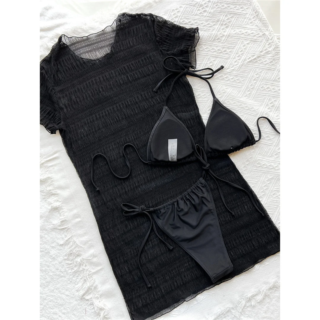 3-teiliges Set mit Strandkleid, Neckholder-Bikini, Damen-Badebekleidung, dreiteiliger Bikini, Badeanzug, Badebekleidung für Damen, V3491 – Detail 15