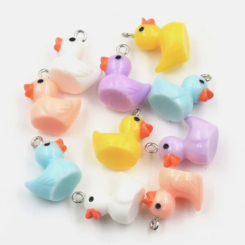 10pcs 3D Yellow Multicolour Duck Resin Charms Cute Animal Pendant For Jewelry Making Diy Earrings Keychain Craft Accessories