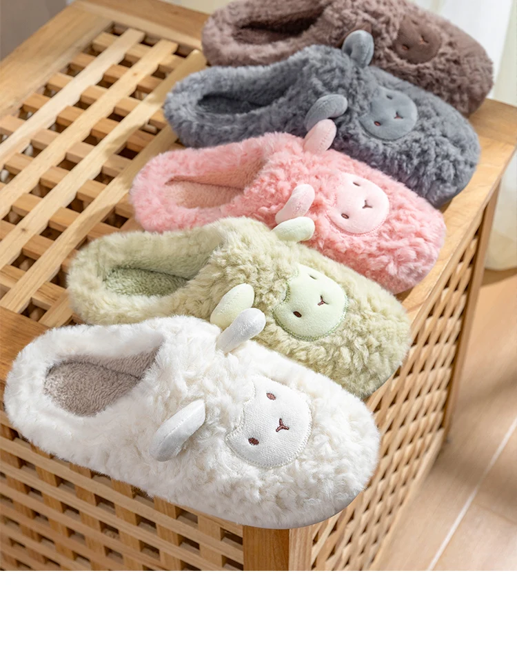Winter-Baumwoll-Plüsch-Schaf-Hausschuhe für Damen und Herren – Detail 16