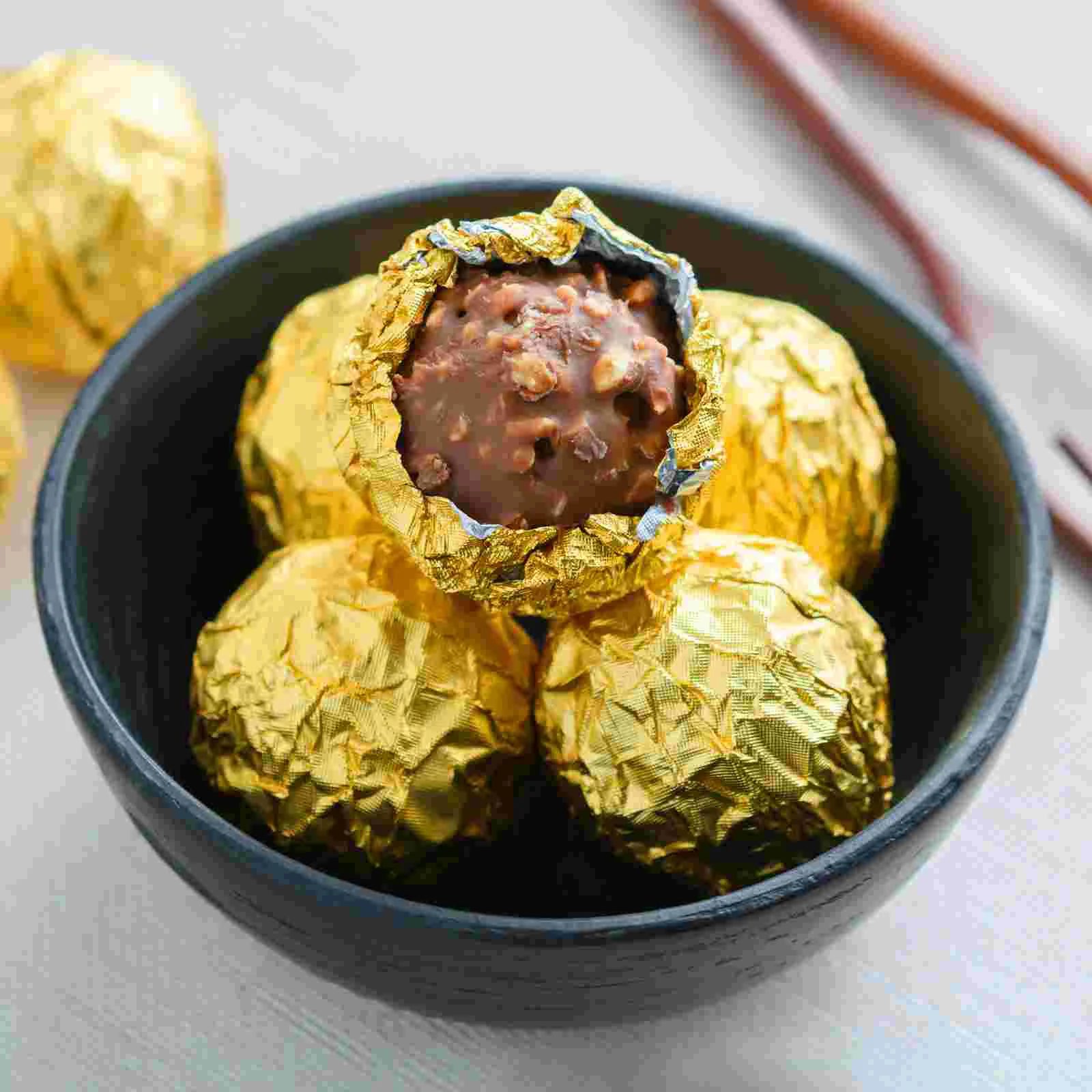 500 Pcs Chocolate Bars Golden Candy Foil Paper for Gift Packaging Wrappers Aluminium Wrapping