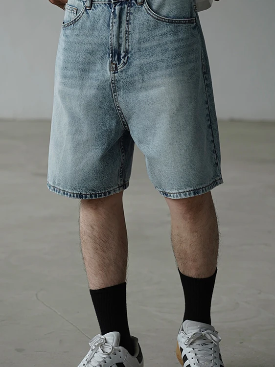 

Летние тонкие джинсовые шорты для мужчин, укороченные брюки-пятичетверти, модные студенческие прямые джинсы в стиле High Street