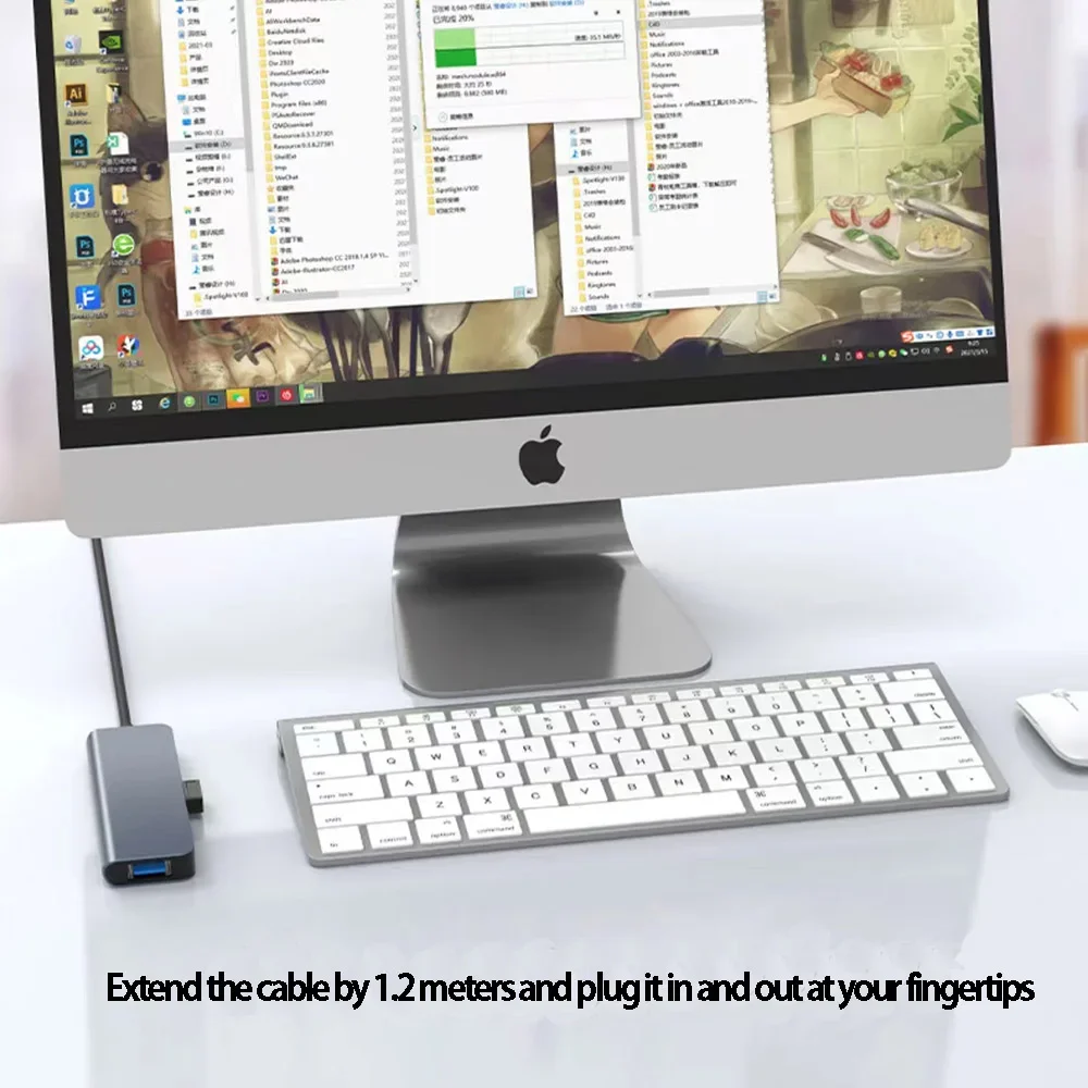 Док-станция «четыре в одном» USB 3.0, разветвитель-концентратор, подходящий для ноутбуков Huawei Apple с концентратором «один-четыре»