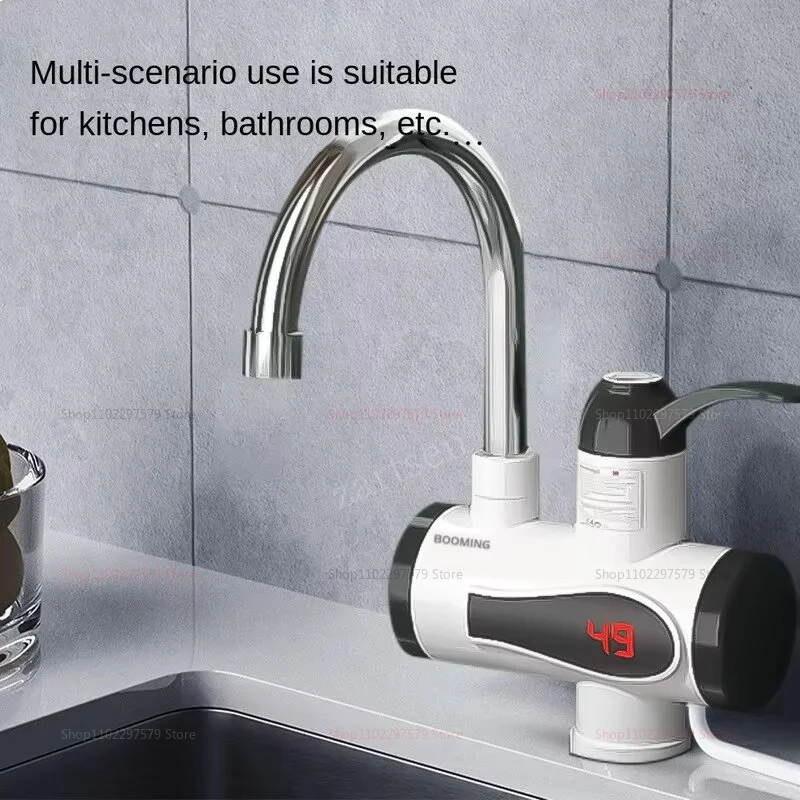 220V 3000W Instant Hot Water Heater Faucet Tankless Electric Tap with 360° Rotatable Spout LED Digital Display for Kitchen Bath