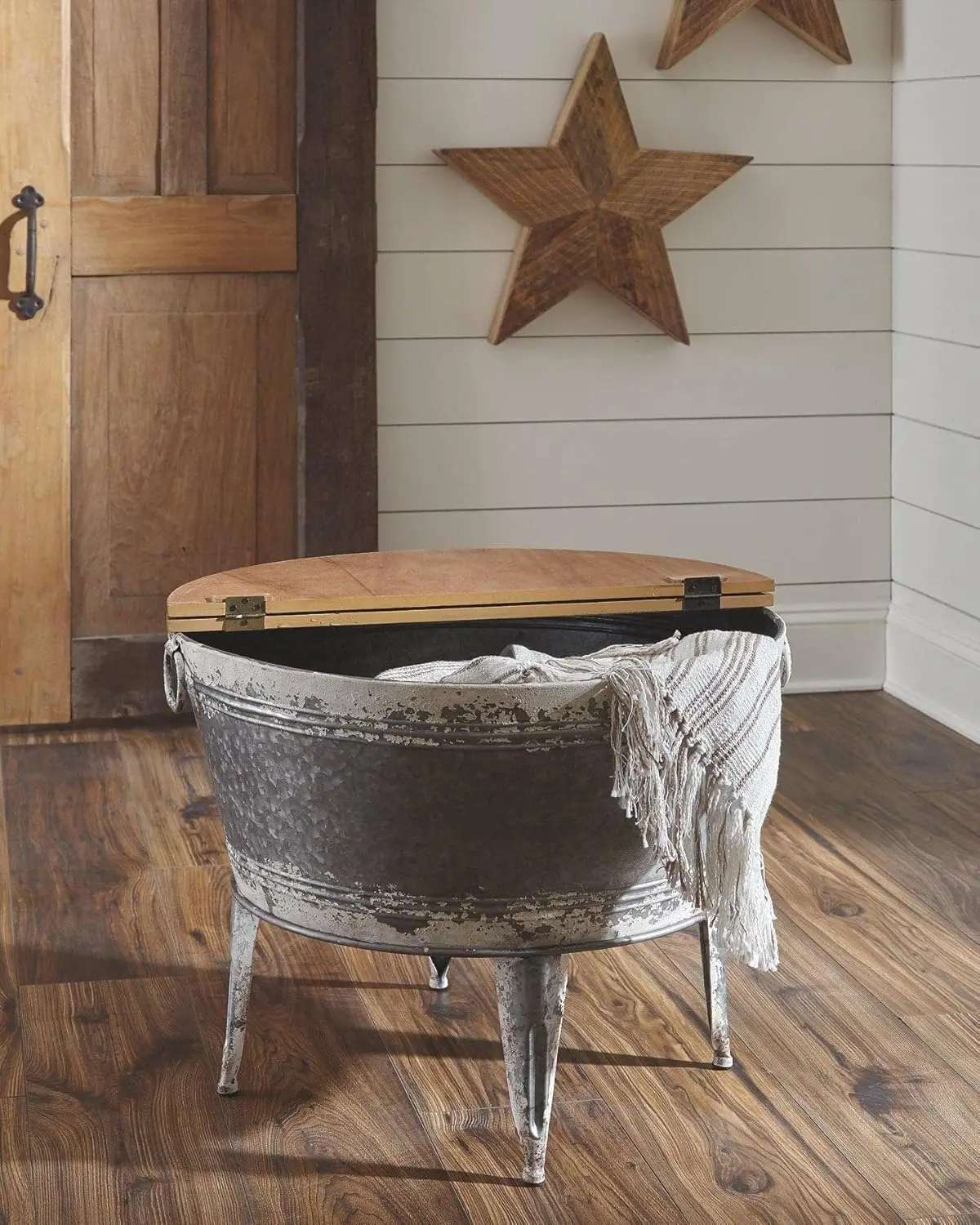 Shellmond Rustic Distressed Metal Accent Cocktail Table with Lift Top 20