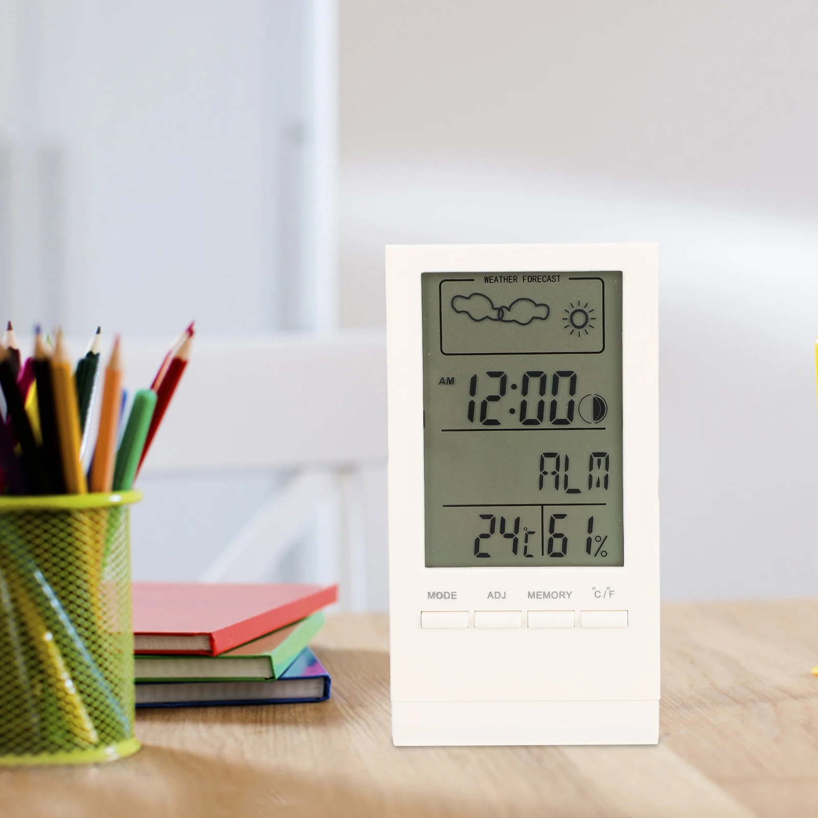 Multi function LCD Weather Clock Thermometer Hygrometer Calendar Temperature Humidity Meter Home Office Bedroom Living