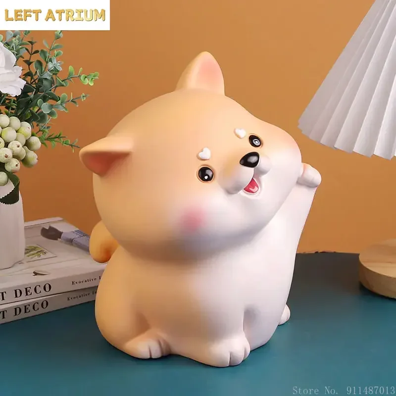 Creative cute cartoon dog shaped plastic lined piggy bank throw proof household bedroom desk children's birthday Money Boxes 1Pc