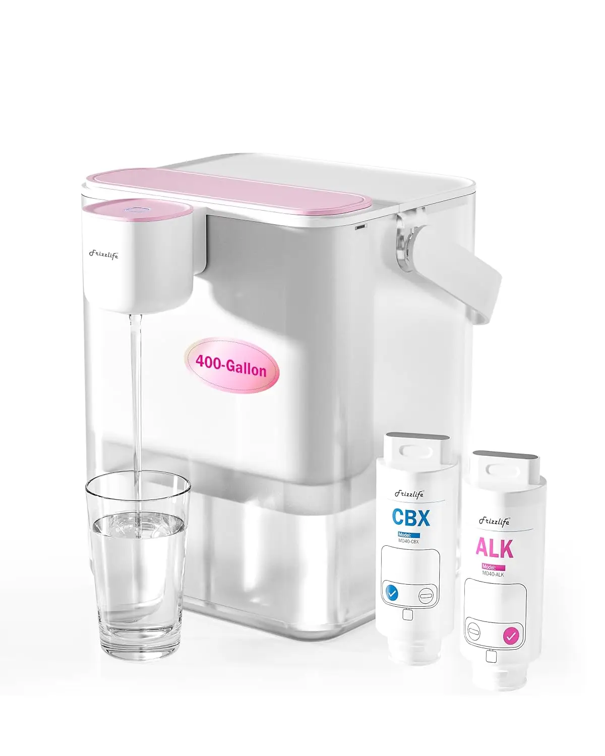 Alkaline Electric Water Filter Dispenser Two Filters NSFANSI 53 42 372 400 Gallon Pitcher 18 Cup Countertop Rechargeable Instant