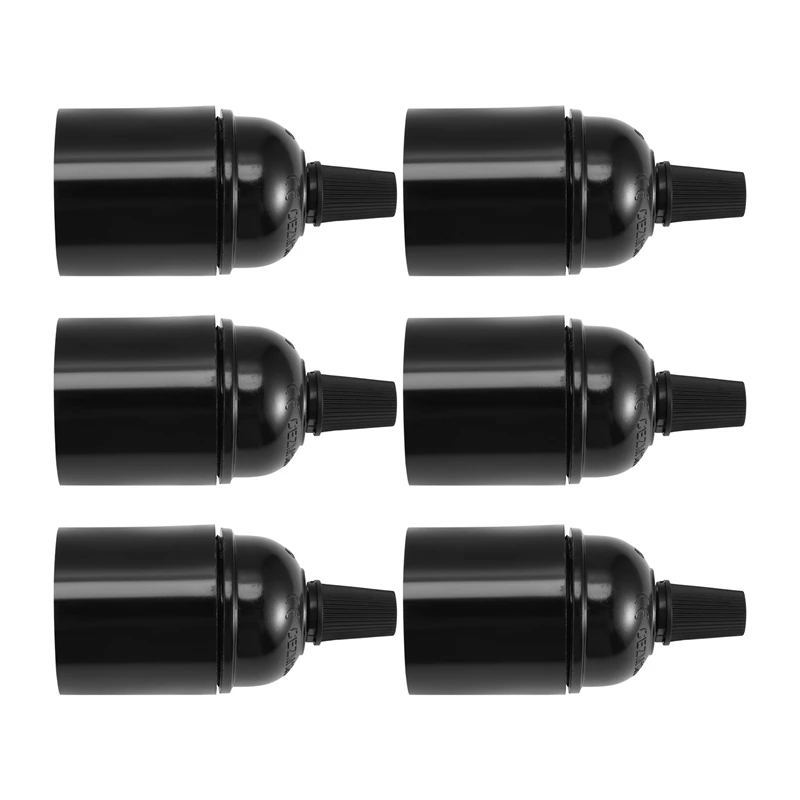 6-Pack Bakelite Lamp Holder E26/ E27 Light Socket Vintage Bulb Socket ES Screw Lampholder for Ceiling/Pendent/Floor