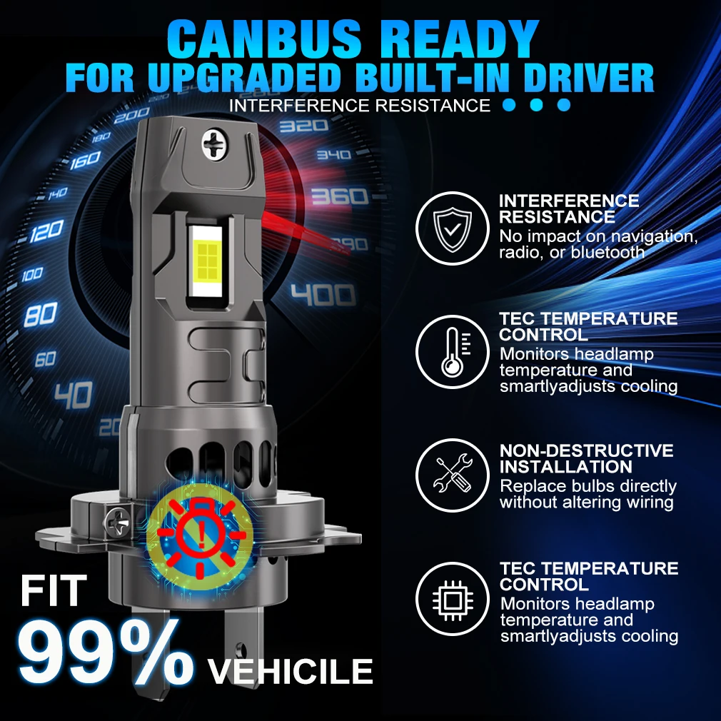 XSTORM H7 LED h7 led Canbus المصباح لمبة اللاسلكية 120 واط CSP لسيارة كشافات السيارات ديود مصابيح H7 توربو Led 12 فولت 6500 كيلو