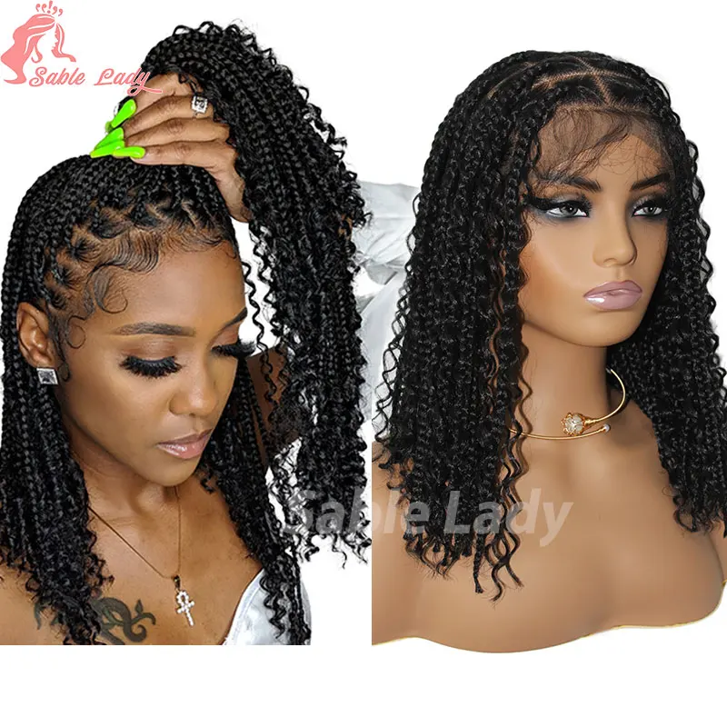 Sintético Bohemia Box trançado peruca para mulheres, laço completo, Cornrow, Jumbo, tranças peruca, curto, sem nós, 12"