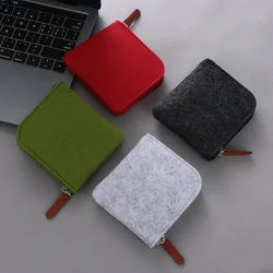 Retro Wool Felt Bag Mini Coin Purse Cheap Change Bags Credit Card Holder Men Women Wallet Key Bag Portable Outdoor Pouch 4Colors