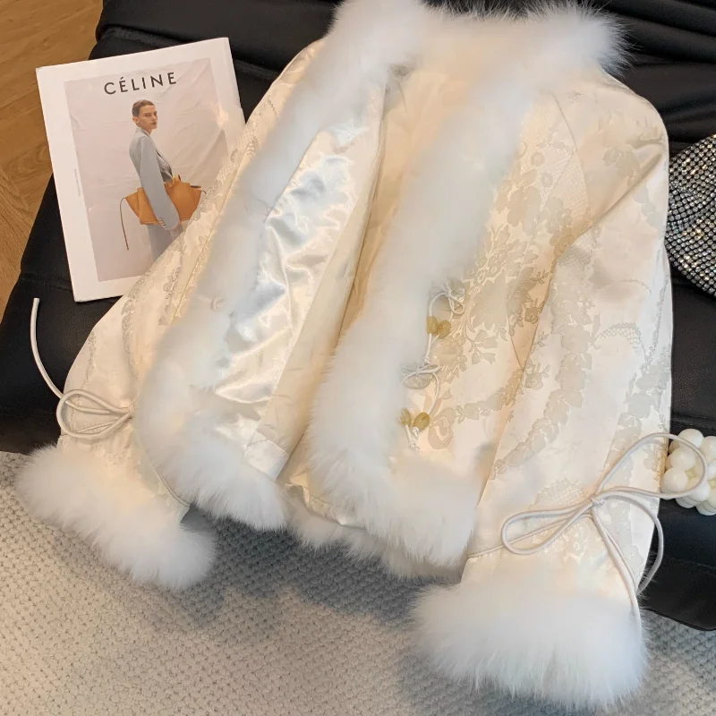 

Новое китайское зимнее модное хлопковое жакетное женское модное пальто с кисточками и вышивкой на поясе, круглое длинное пальто...