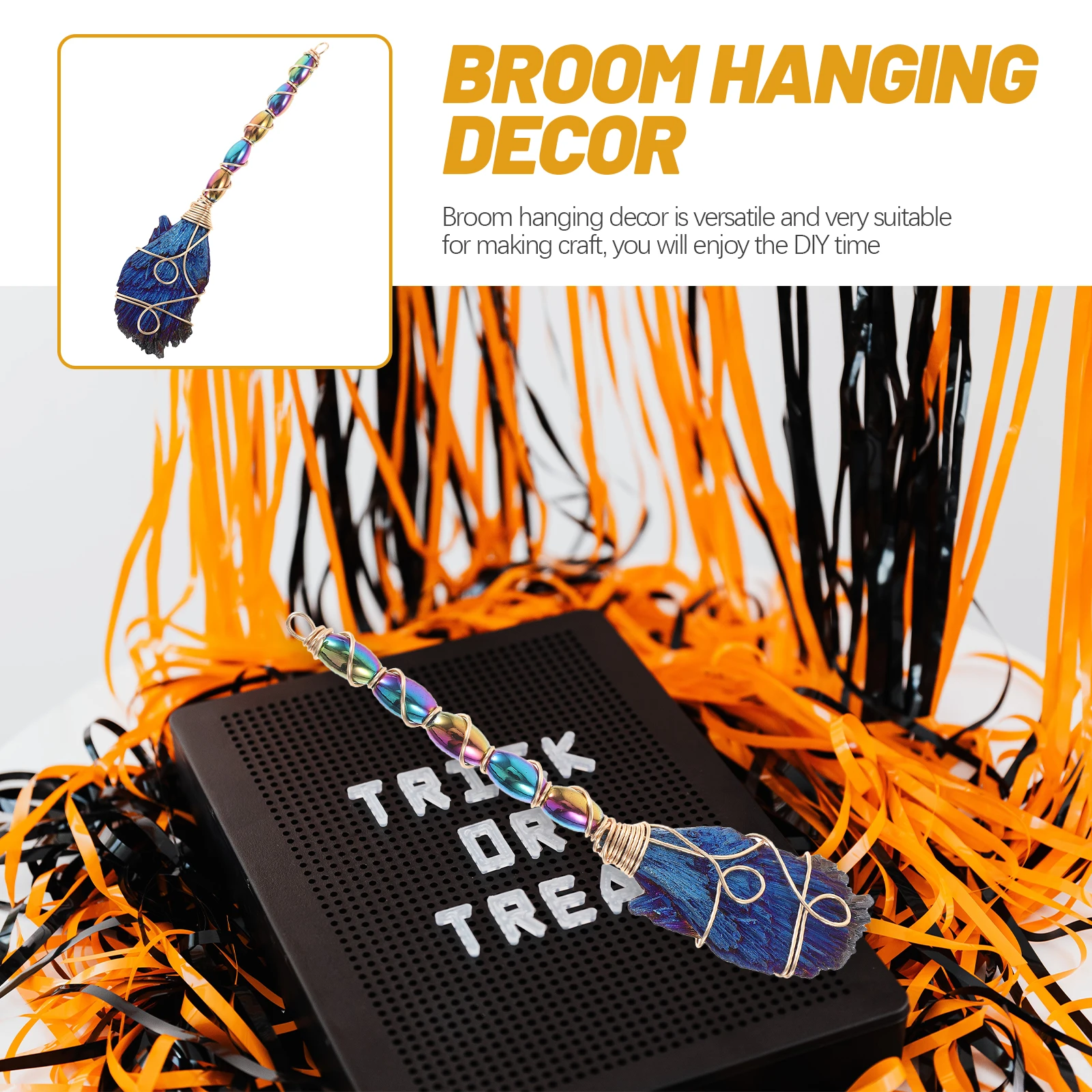 

Witch Broom Accessories Decoration Witchery Hey Halloween Decorations Outdoor Cute Whisk Ornaments Car