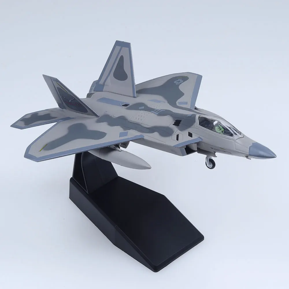 1/100 مقياس F-22 رابتور يموت الصب طائرة نموذج معدني للهدايا