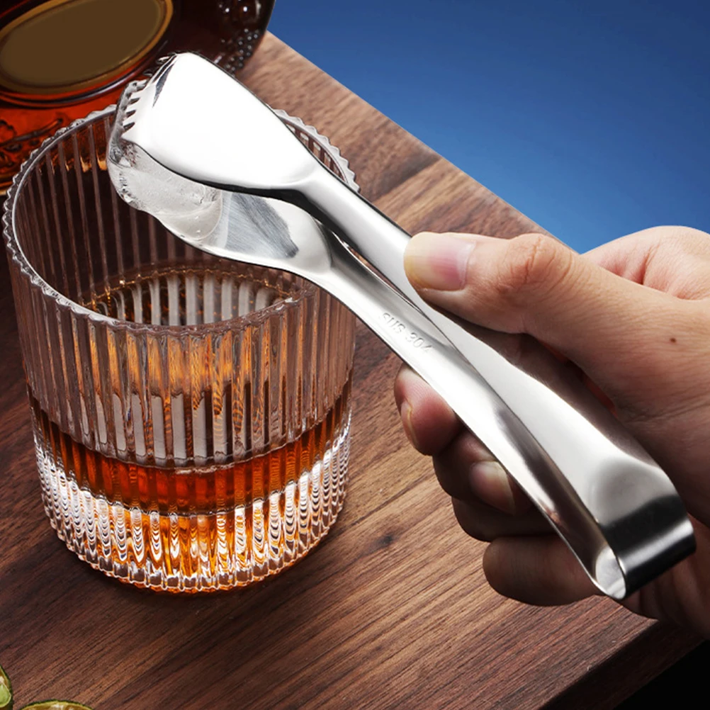 

2pcs Stainless Steel Ice Bucket Tongs Compact MultiFunction Food Party BBQ Camping Housewarming Gift Design