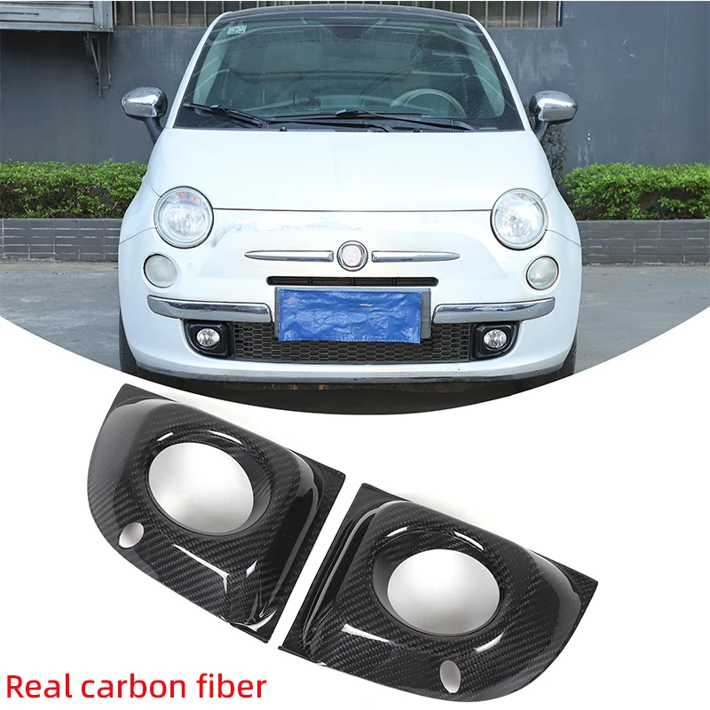 

Для Fiat 500 2011-15 автомобильный передний бампер из настоящего углеродного волокна, передняя противотуманная фара, декоративная крышка, решетка, противотуманная фара, автоаксессуары