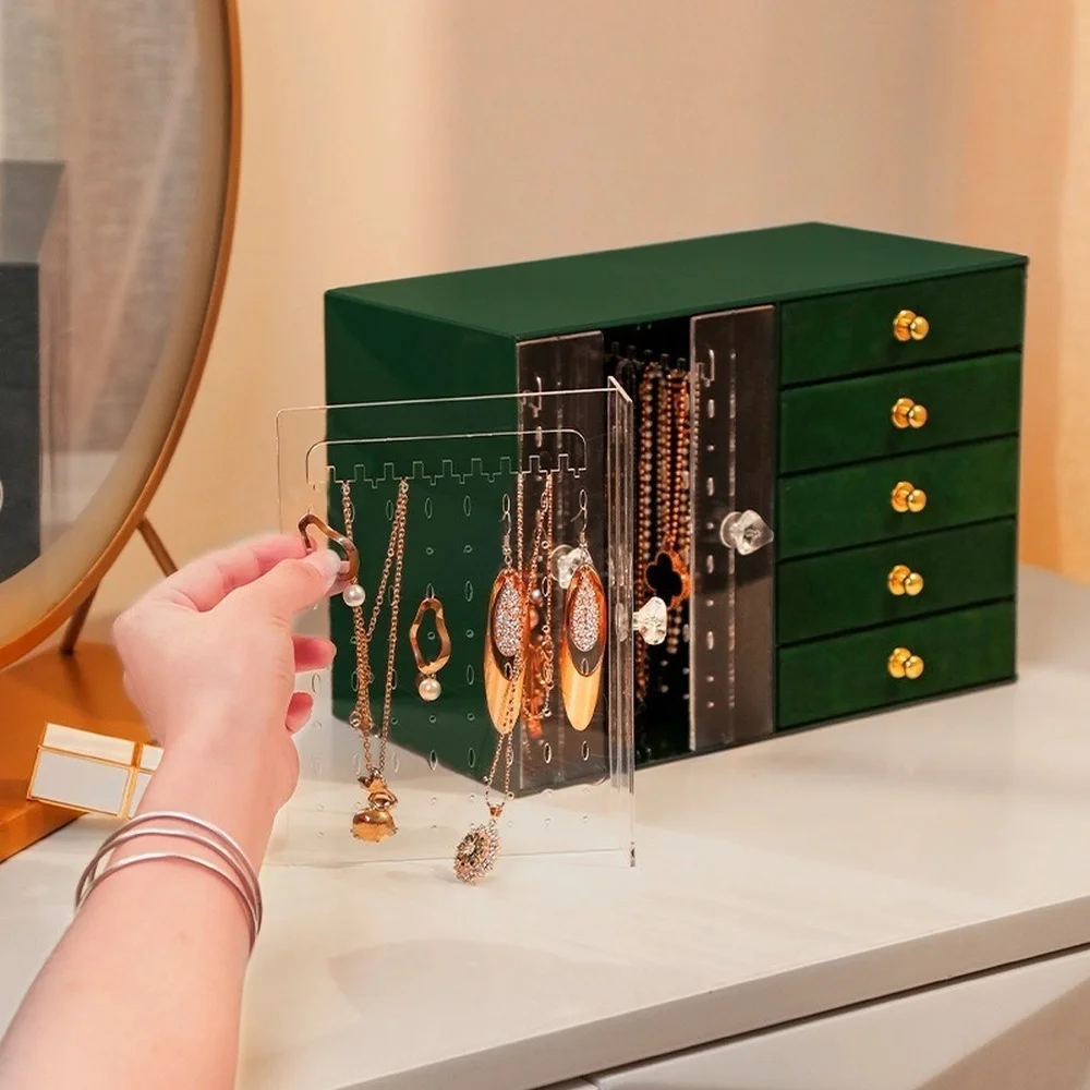 Jewelry box jewelry storage box light luxury multi-layer hand jewelry earrings earrings earrings necklace display box rack