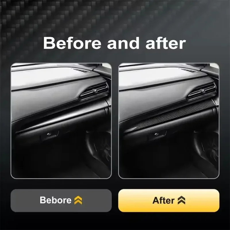 

For Subaru WRX Real Dry Hard Carbon Fiber Sticker Crosstrek Car Co-pilot Dashboard Strip Trim Modification 2022-2024 Accessories