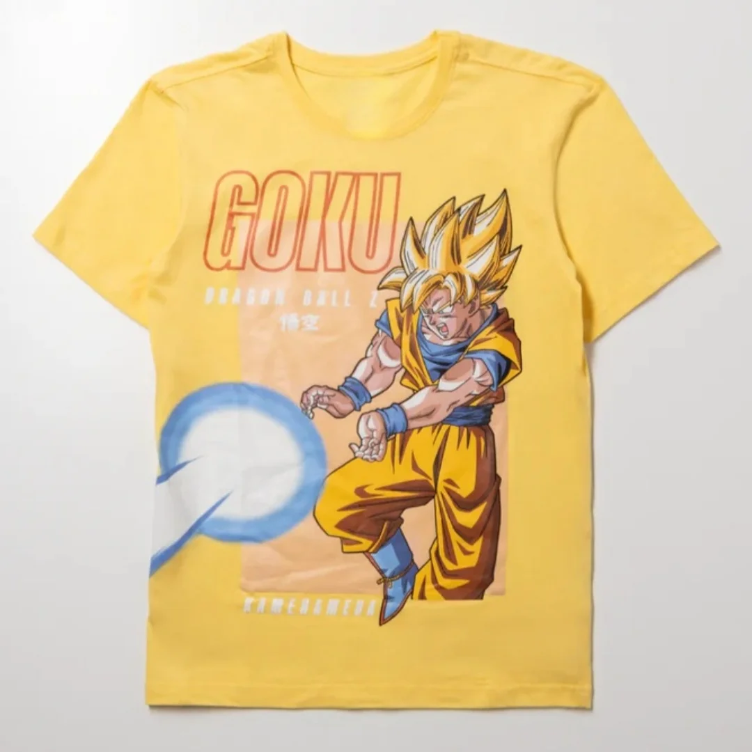 26 New Summer Dragon Ball Son Goku 100 % Baumwolle Anime bedrucktes T-Shirt in Übergröße, lässige Streetwear, Unisex, Y2k
