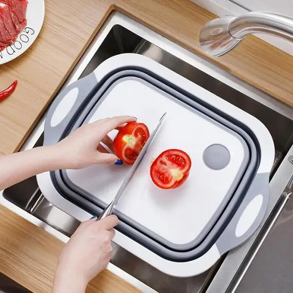 

New multifunctional cutting board Folding cutting board Space-save And Easy To Use kitchen supplies Sink Drain Basket Dish Tub