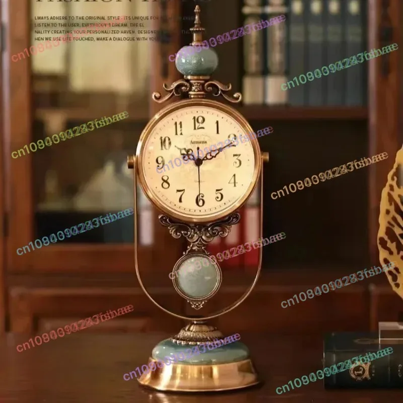 

Vintage seat clock living room European household desktop pendulum desk clock sitting clock pendulum piece