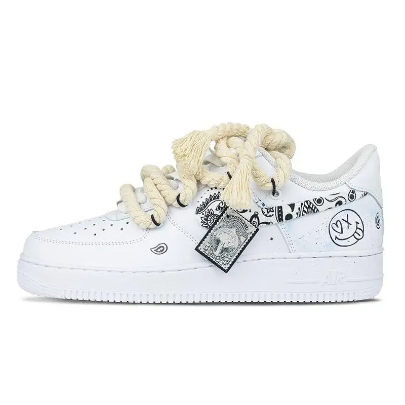 

[Индивидуальный Wandering Artist] Мужские низкие низкие туфли для скейтборда Nike Air Force 1, экрю