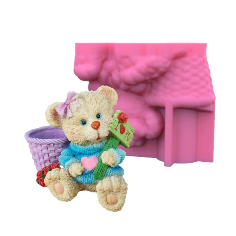 

Love Little Bear Flowerpot Storage Mold Trinket Holder Tool DIY Home Decor Mold