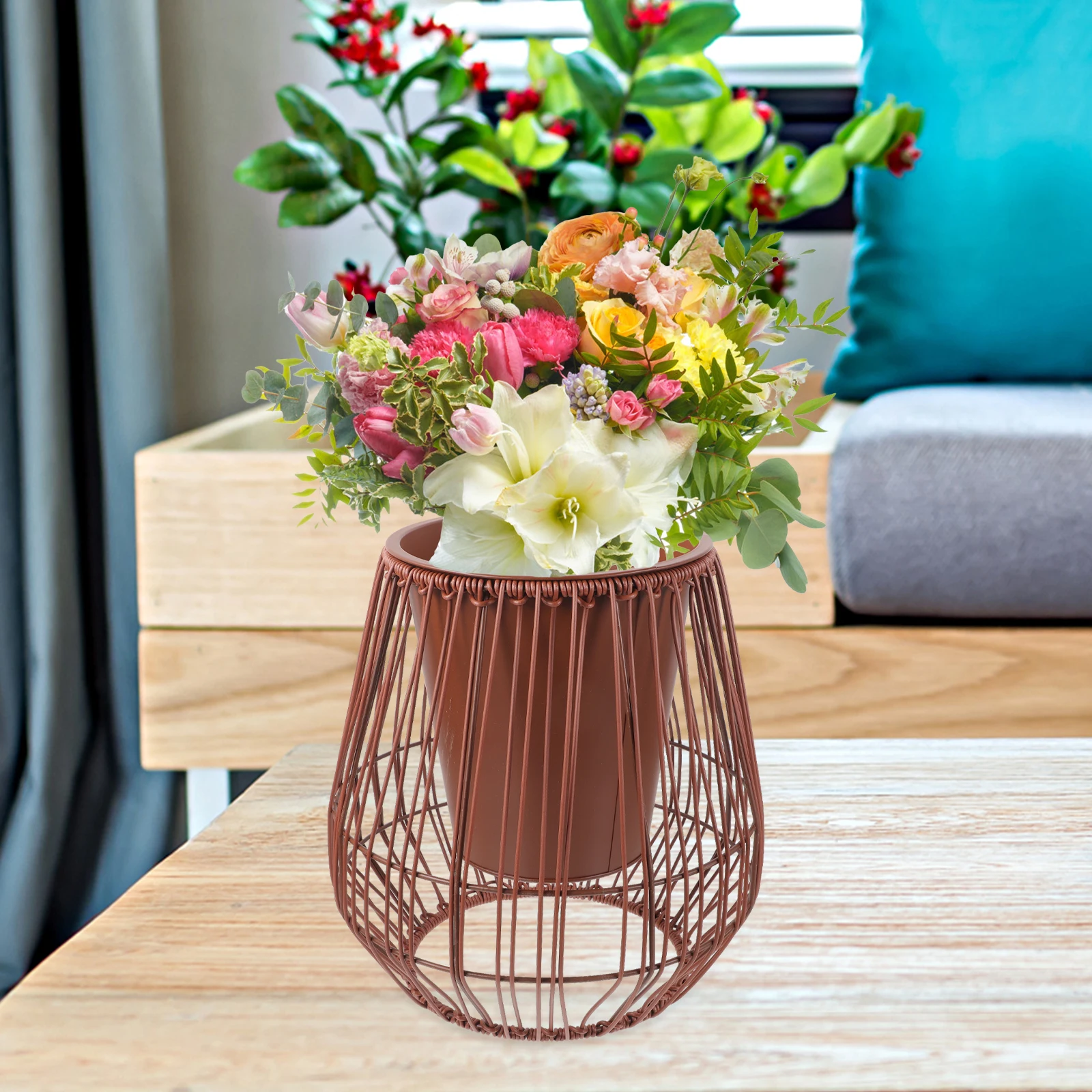 

Vintage Iron Flower Bucket Decorative Home Garden Planter Pot Office Bedroom Decoration Metal Vase Storage Container For Herbs
